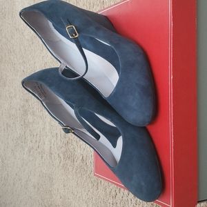 Johnston & Murphy Blue Suede Wedge Heels